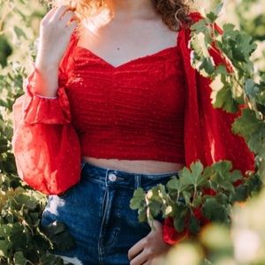 Super cute red puffy crop top